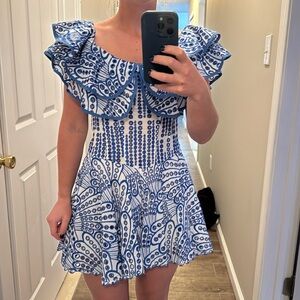 Blue and white dress